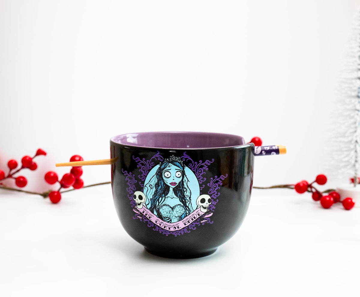 Tim Burton's Corpse Bride Emily 20-Ounce Ramen Bowl and Chopstick Set