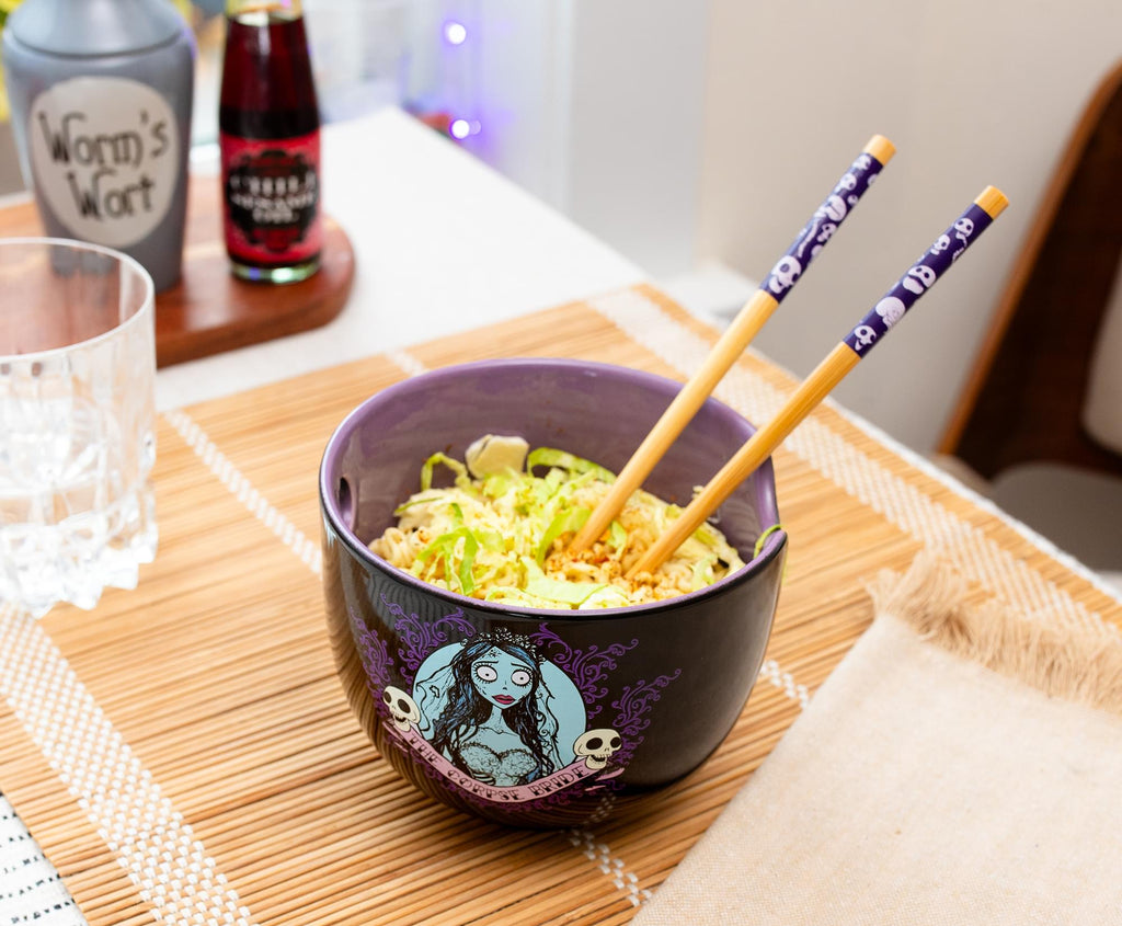 Tim Burton's Corpse Bride Emily 20-Ounce Ramen Bowl and Chopstick Set