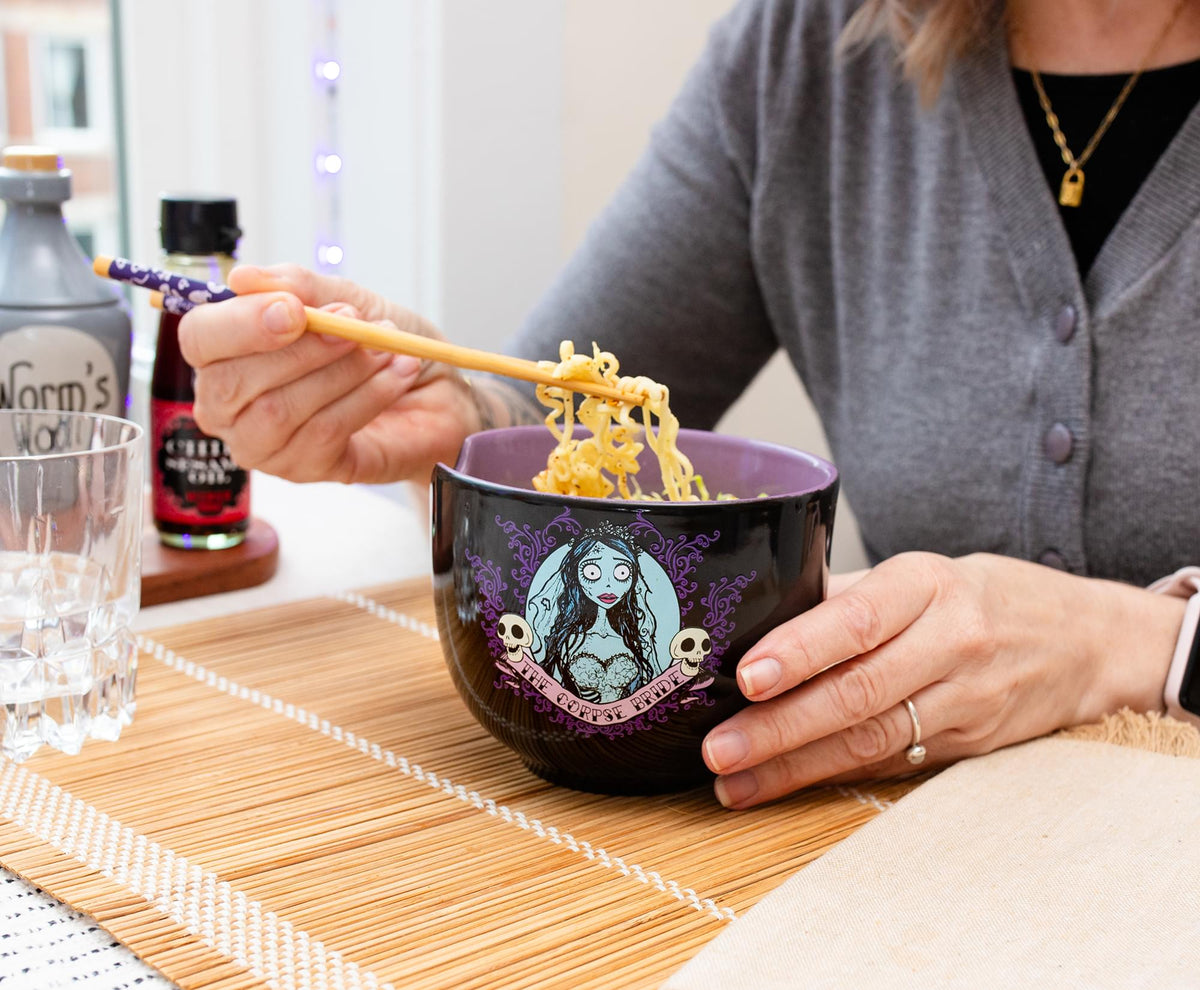 Tim Burton's Corpse Bride Emily 20-Ounce Ramen Bowl and Chopstick Set