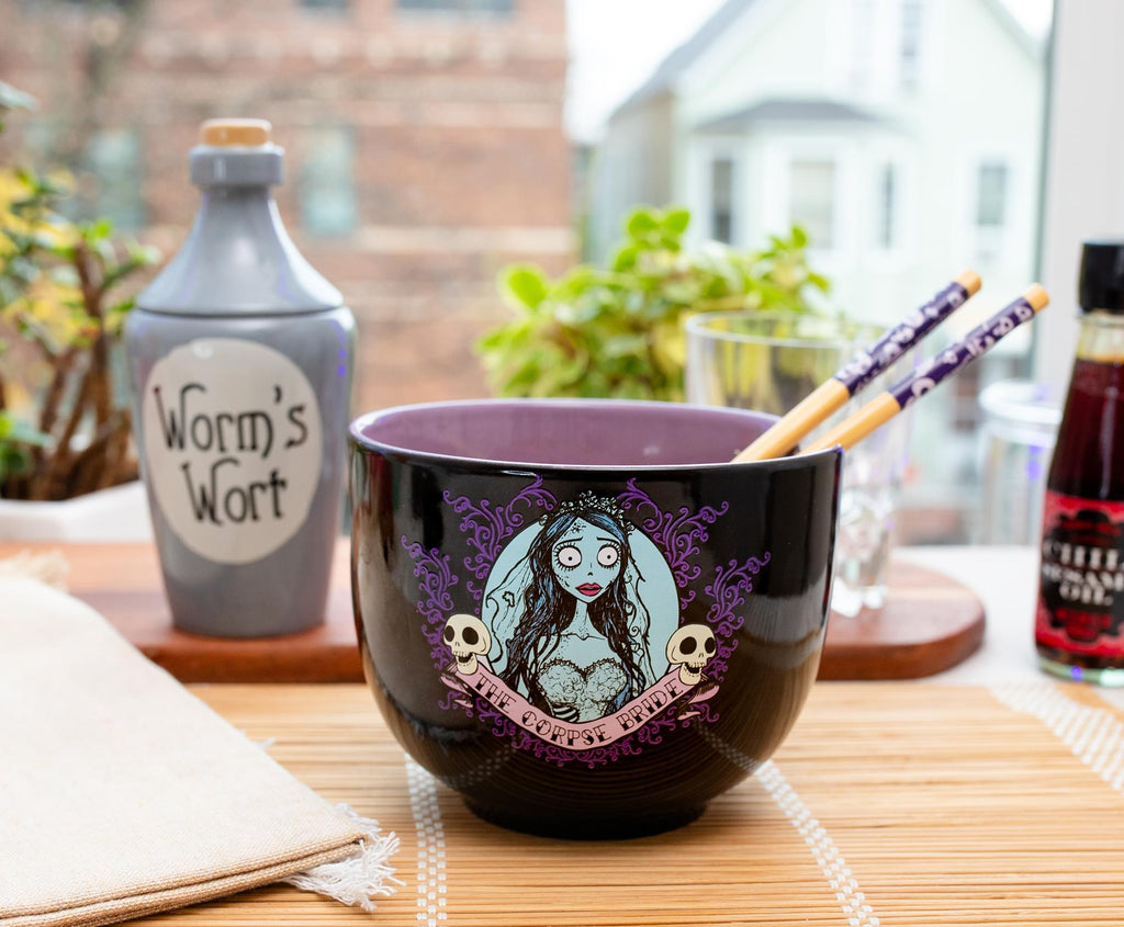 Tim Burton's Corpse Bride Emily 20-Ounce Ramen Bowl and Chopstick Set