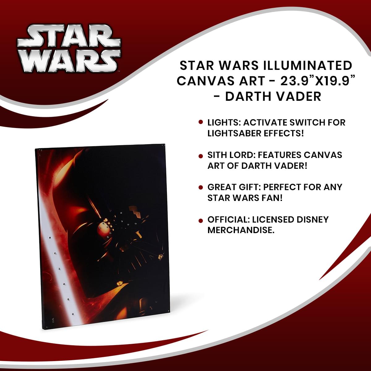 Star Wars Illuminated Canvas Art - 23.9”x19.9” - Darth Vader