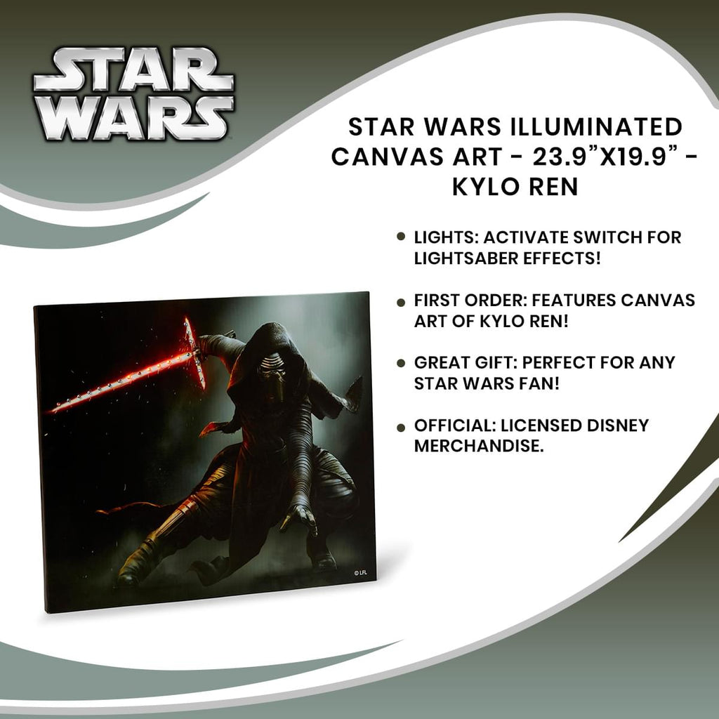 Star Wars Illuminated Canvas Art - 23.9”x19.9” - Kylo Ren