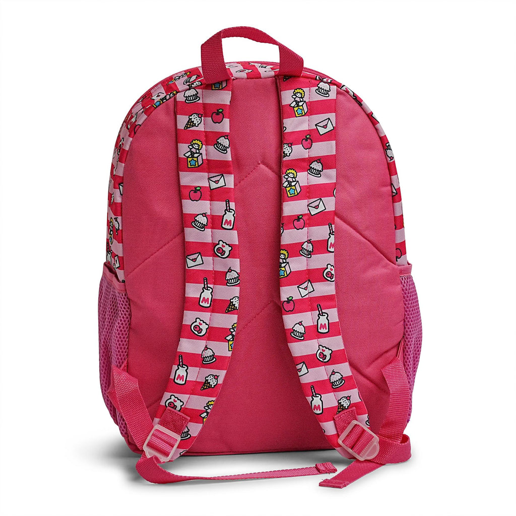 Sanrio Hello Kitty Pink Striped 16 Inch Backpack with Front Pocket